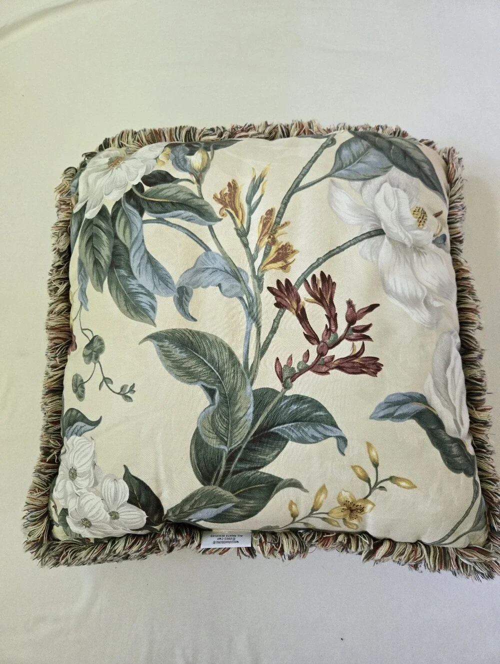 Waverly Williamsburg Garden Images III MAGNOLIA FLORAL Fringed Pillow 20